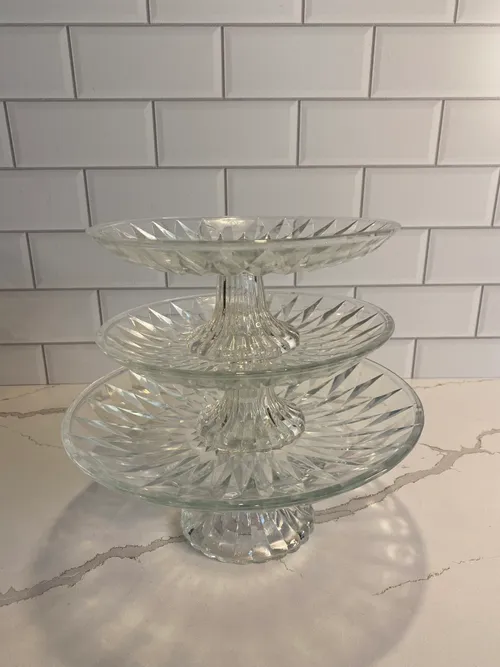 Set of 3 Starburst Glass Cake Stands