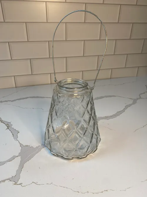 Small Glass Hanging Vase with Diamond Pattern