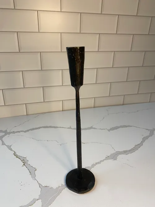 Medium Black Hammered Taper Candleholders