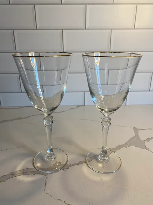 Silver Rimmed Toasting Glasses Set of 2