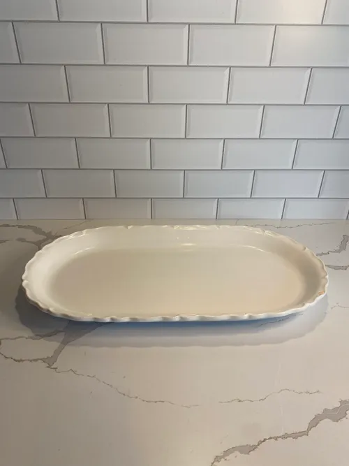 Large White Scalloped Platter