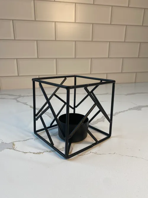 Black Square Metal Geo Tealight Holder