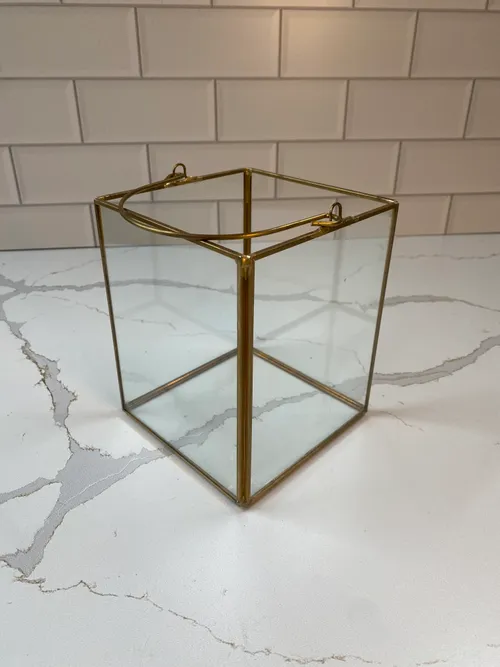 Small Gold and Glass Box Lantern