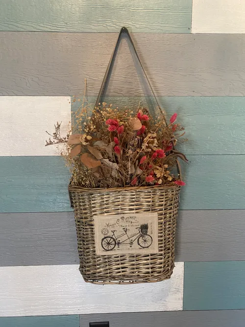 Bicycle Built for 2 Wall Basket with Faux Flowers
