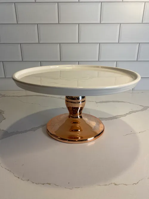 White and Rose Gold Smooth Cake Stand