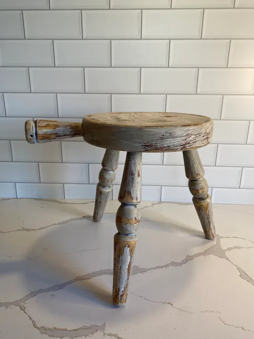 White Washed Milk Stool
