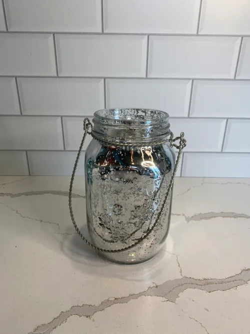Silver Mercury Glass Jar with Hanger
