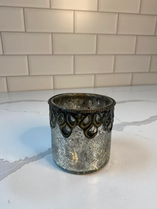 Silver Crackle Votive Candleholder