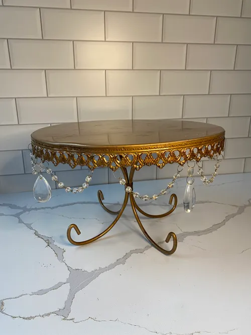 Medium Gold Pedestal Cake Stand with Jewel Embellish