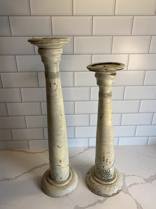 Set of 2 Cream Greek Candleholders