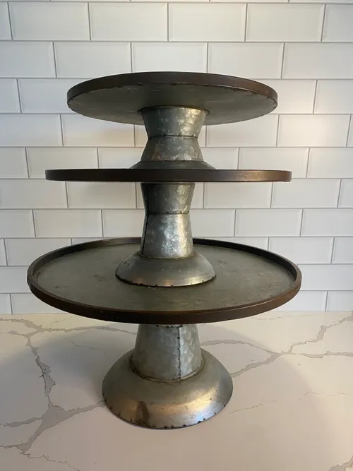 Set of 3 Galvanized Stands with Rust Trim