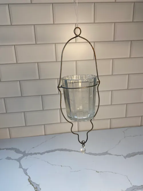 Small Glass Teardrop Hanging Tealight Holder