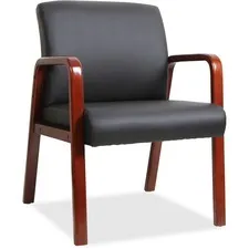 Lorell Black Leather Wood Frame Guest Chair LLR40202