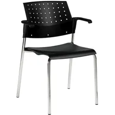 Global Sonic Stacking Chair with Arm and Polypropylene Back GLB6513WSBLK