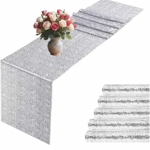 silver sequin runner