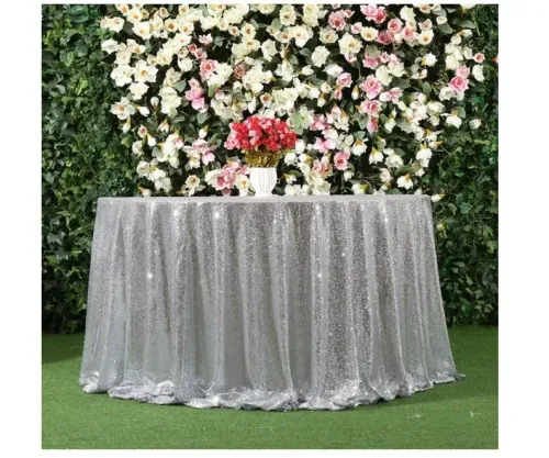Underlay Silver sequin round table