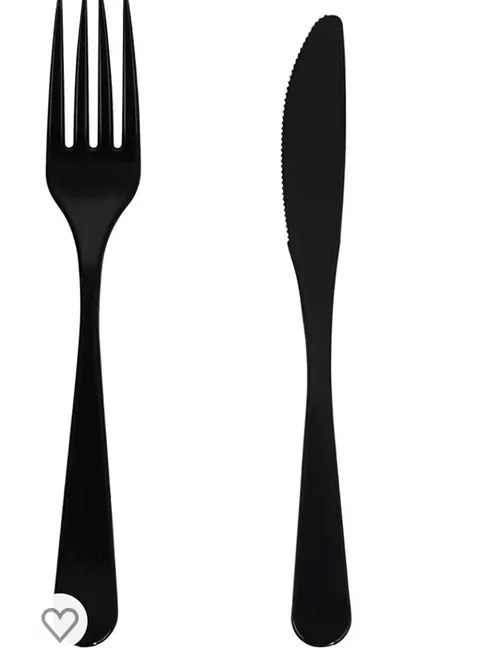 Black Steel Fork and Knife