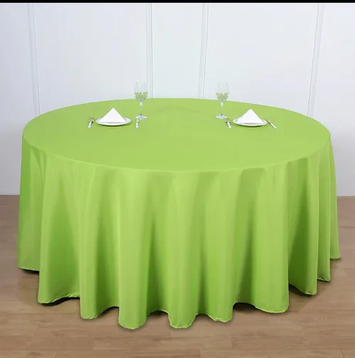round linen lime green