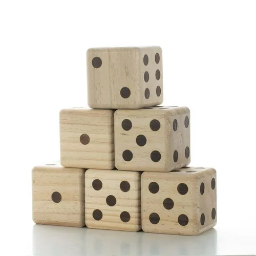 Giant Wooden Playing Dice Set and Roll Bucket