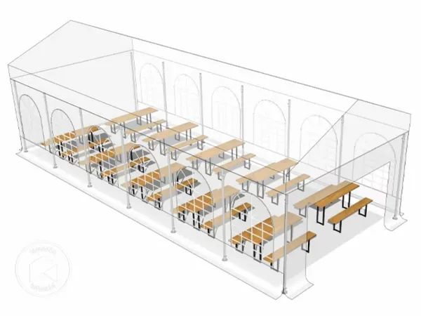 PACK 60pers banc + tables BISTROT