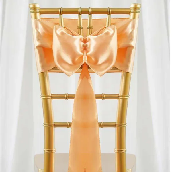 Coral Chair Sash Rental for Gold Chiavari Chairs