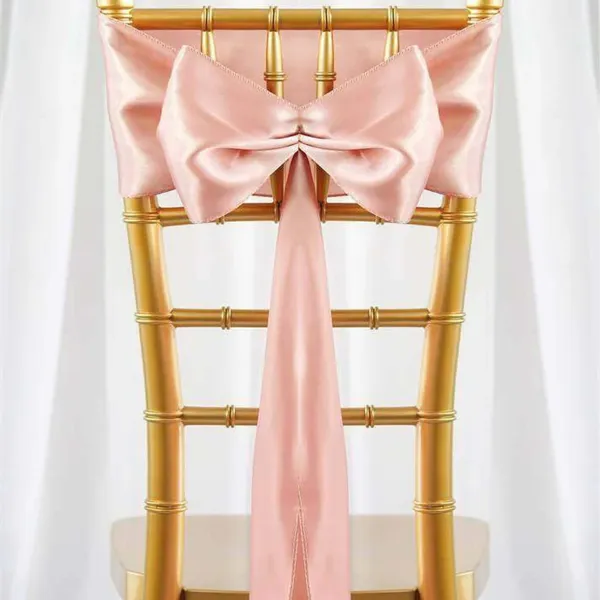 Rose Gold Satin Chair Sash Rental for Gold Chiavari Chairs