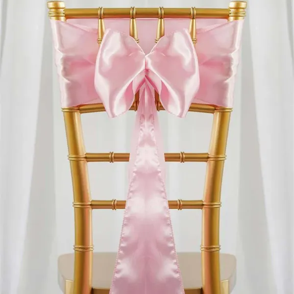 Light Pink Chair Sash Rental for Gold Chiavari Chairs