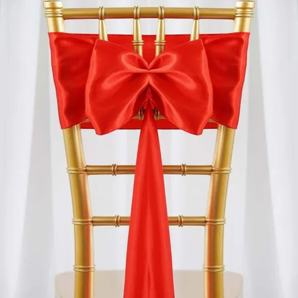 Red Chair Sash Rental for Gold Chiavari Chairs