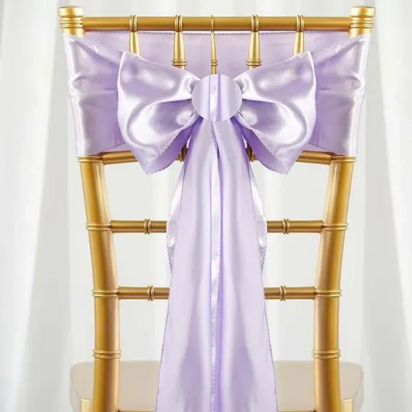 Lavendar Chair Sash Rental for Gold Chiavari Chairs