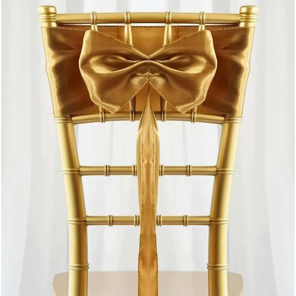 Gold Satin Chair Sash Rental for Gold Chiavari Chairs