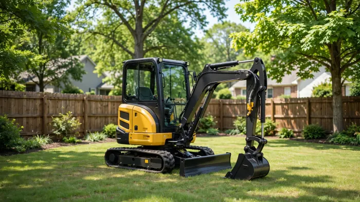 Mini excavator backyard