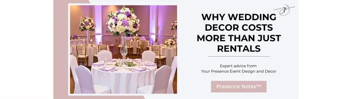 Elegant wedding reception with purple and white floral centrepieces, white linens, lavender napkins and professionally styled guest tables
