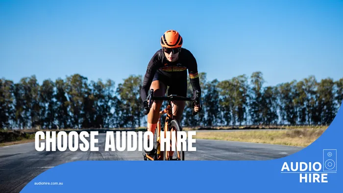 Cyclist at a Tour Down Under in Adelaide. Audio Hire.