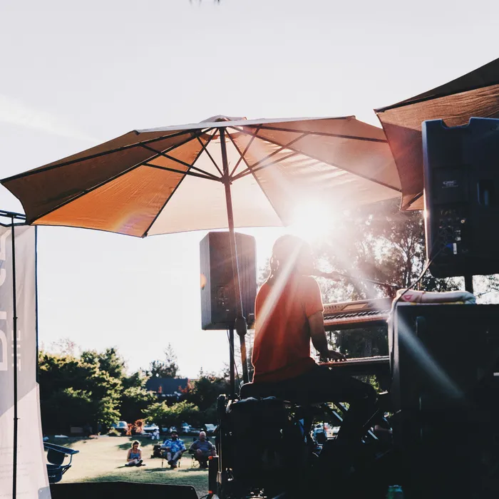 Outdoor musician and PA system
