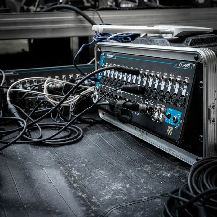 Audio cables on stage 