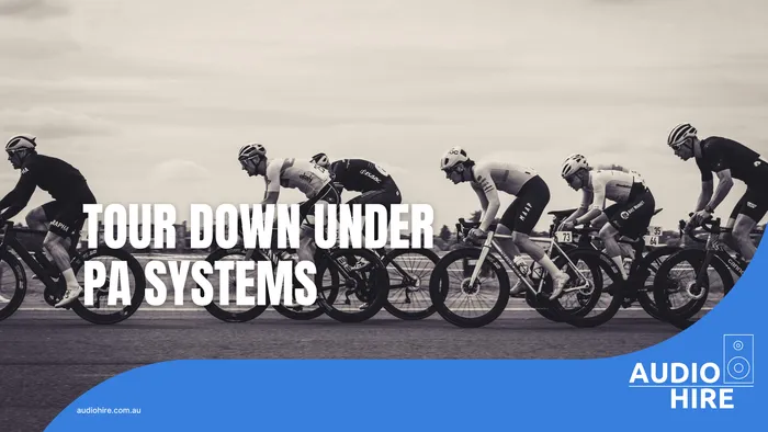 Audio Hire cyclists at a Tour Down Under event.