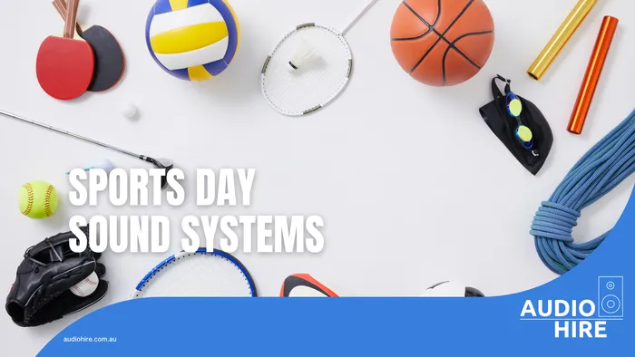 Speaker and microphone set up for a school sports day in Adelaide. Basketball, netball, tennis, football, soccer.