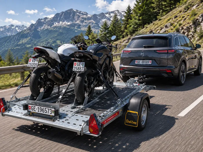 2 motos sur une remorque