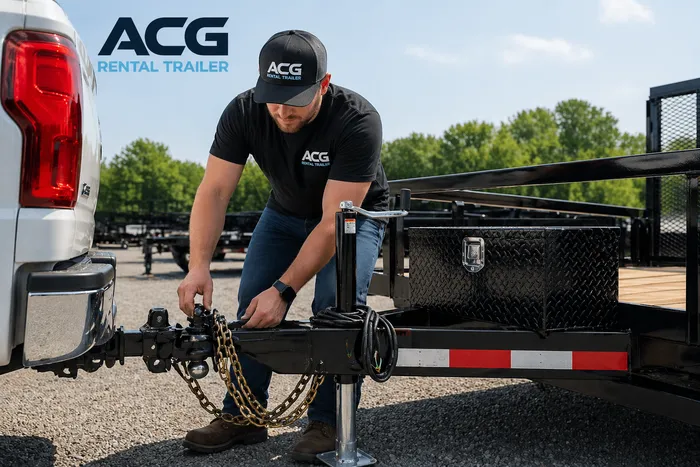 Connecting a trailer to a truck during rental pickup