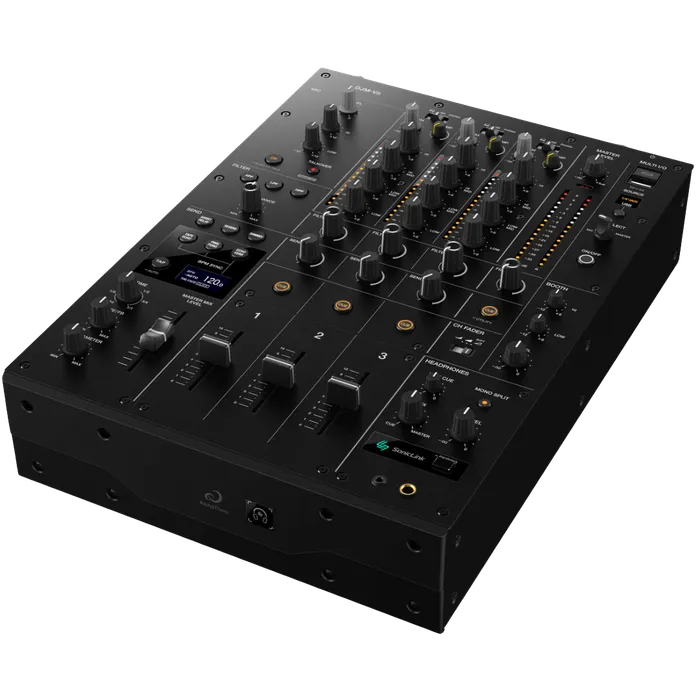AlphaTheta DJM-V5 professional 3-channel DJ mixer with 4-band EQ and long-throw channel faders
