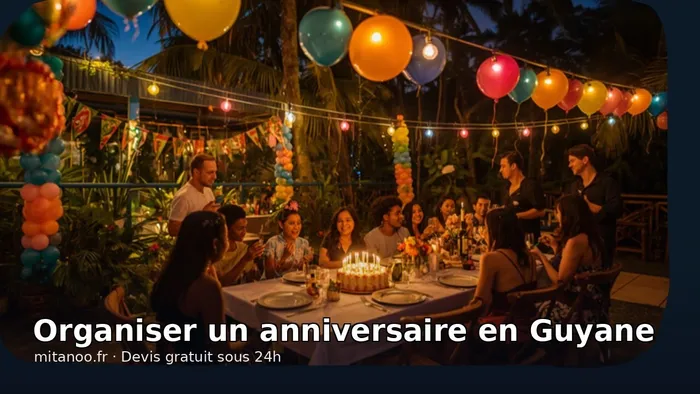Anniversaire en Guyane : tente, mobilier et décoration lumineuse — Mitanoo
