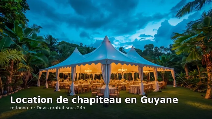 Location de chapiteau en Guyane : grand chapiteau de réception monté — Mitanoo