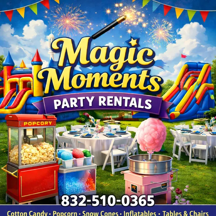 Bounce house rental setup in Humble TX backyard birthday party