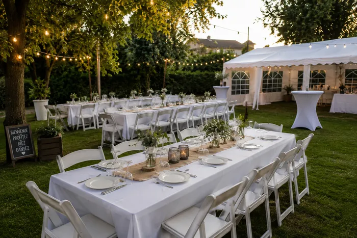 Organisation d'une fête dans un jardin à Nantes.