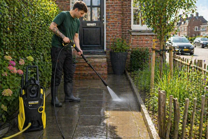 Hogedrukreiniger huren Amsterdam Noord terras reinigen met hoge druk