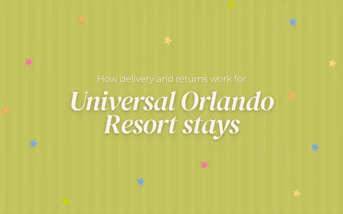 Green graphic explaining delivery and returns for Universal Orlando Resort stays