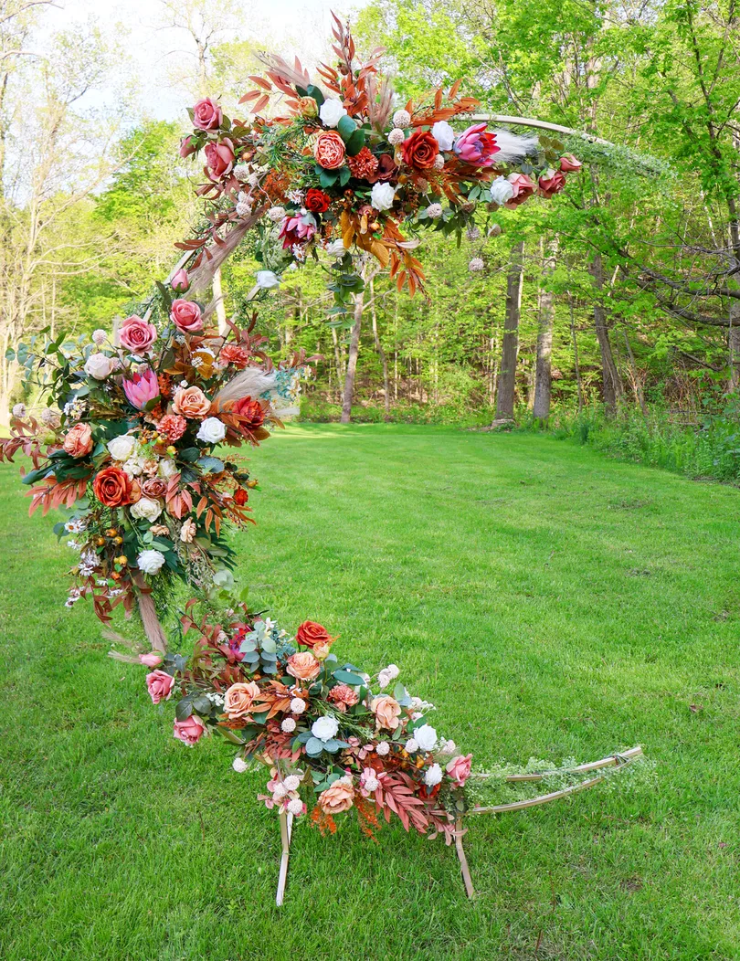 Crescent Moon Wedding Arbor | Fall Floral Backdrop Upstate NY | Rent ...