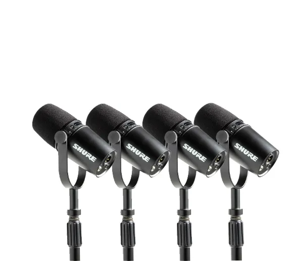 Kit podcast a 4 micrófonos con Grabadora podtrack 4 canales y 5 audifonos