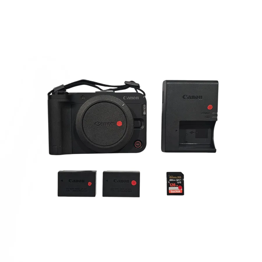 Kit Cámara Canon EOS R50V, baterías, cargador y SD