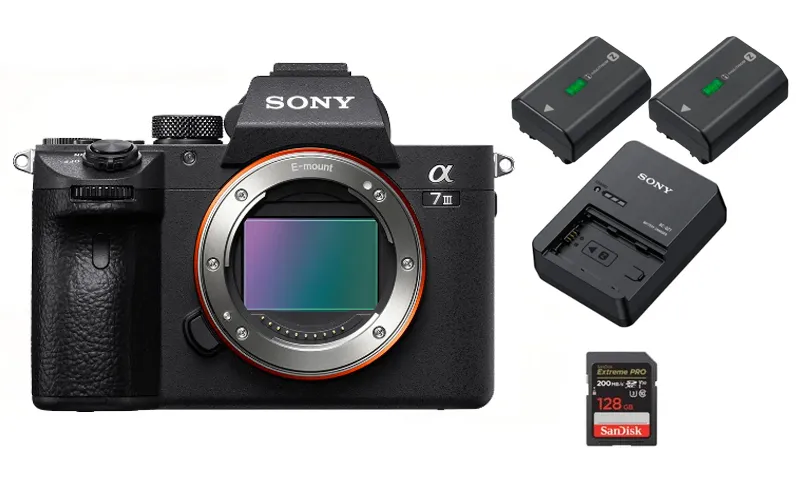 Kit de Cámara Sony A7III con baterías, cargador y SD